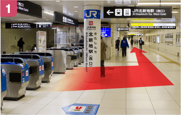 JR東西線北新地駅西口からの道順-1